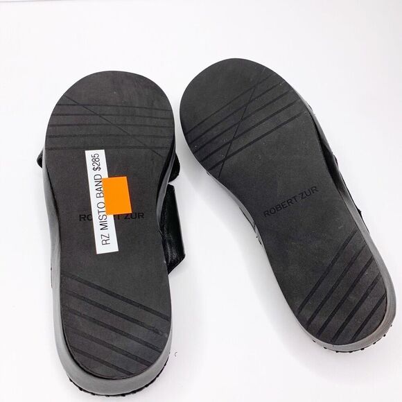 NEW Robert Zur Criss Cross Platform Slides 5.5 Sandals Black Leather Soft $285 - Picture 7 of 8